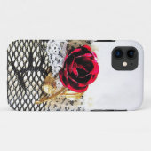 Romantische rode roos en witte kant Case-Mate iPhone case (Achterkant (horizontaal))