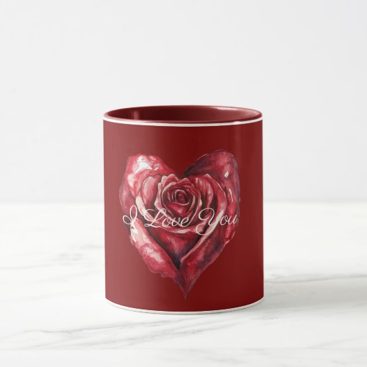 Romantische Rode Roos Hart Liefde Mok (Midden)