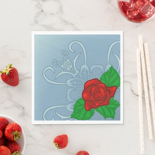 Romantische Rode Roos Klassieke Bloemen Servet