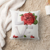Romantische Rode Roos Liefde Typografie Botanisch Kussen (Deken)