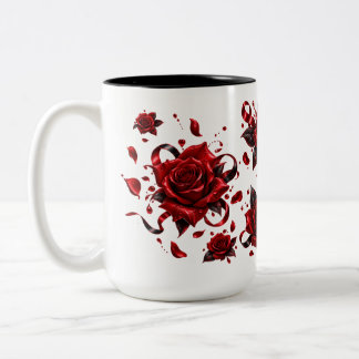 Romantische Rode Roos Liefdesmok | Bloemige Koffie Tweekleurige Koffiemok