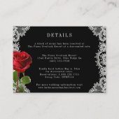 Romantische rode roos mooie witte kant bruiloft informatiekaartje (Voorkant)