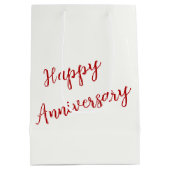 Romantische rode roos op wit satijnen laken medium cadeauzakje (Achterkant)