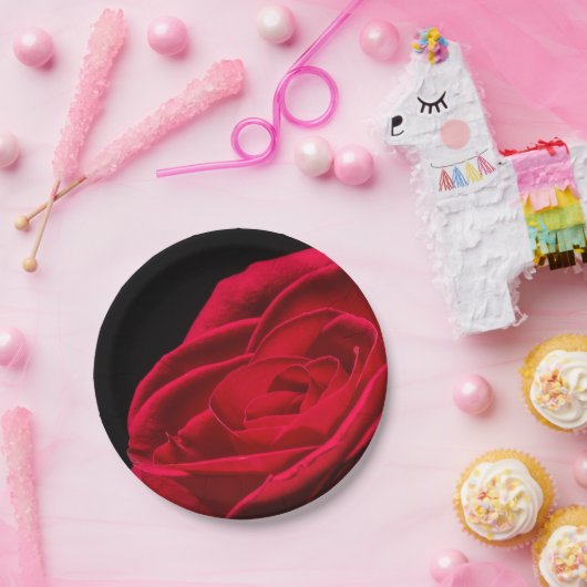 Romantische rode roos papier partij bord (Feest)