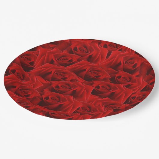 Romantische rode roos papieren bordje (Gekanteld)