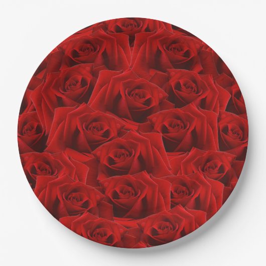 Romantische rode roos papieren bordje (Voorkant)