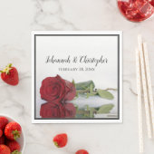 Romantische rode roos reflecties elegante bruiloft servet (Insitu)