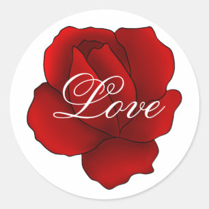 Romantische rode roos ronde sticker