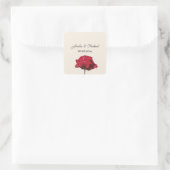 Romantische Rode Roos Save the Date Vierkante Sticker (Tas)