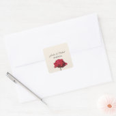 Romantische Rode Roos Save the Date Vierkante Sticker (Envelop)