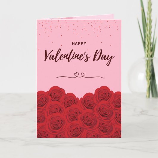 Romantische Rode Roos Valentijnsdag Kaart Liefde & (Voorkant)