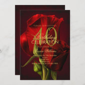 Romantische rode roos verjaardag kaart (Voorkant / Achterkant)