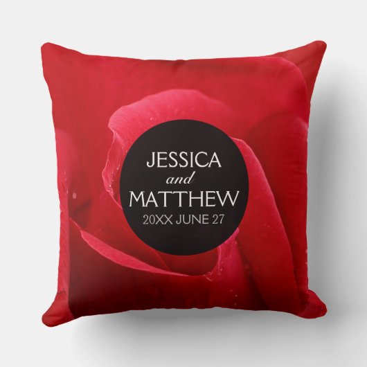 Romantische Rode Roze Florale bruiloft Kussen (Achterkant)