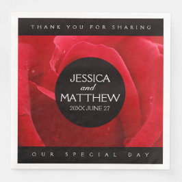 Romantische Rode Roze Florale bruiloft Servet