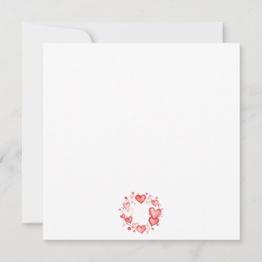 Romantische rode roze harten krans Valentijnsdag Kaart (Achterkant)