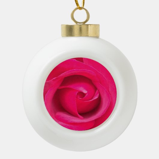 Romantische rode roze roos keramische bal ornament (Voorkant)