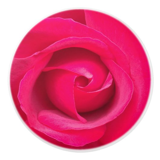 Romantische rode roze roos keramische knop (Voorkant)