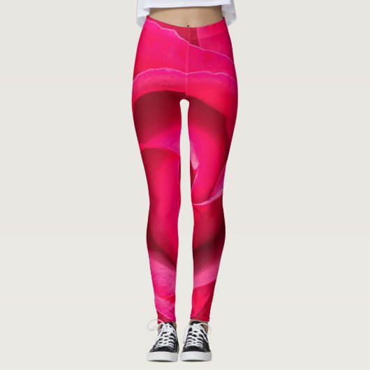 Romantische rode roze roos leggings (Voorkant)