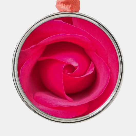 Romantische Rode Roze Roos Metalen Ornament (Voorkant)