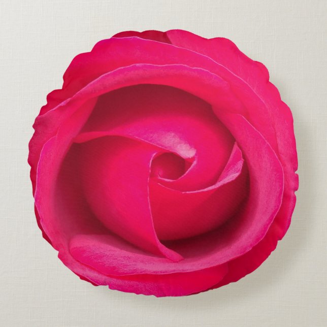 Romantische rode roze roos rond kussen (Voorkant)