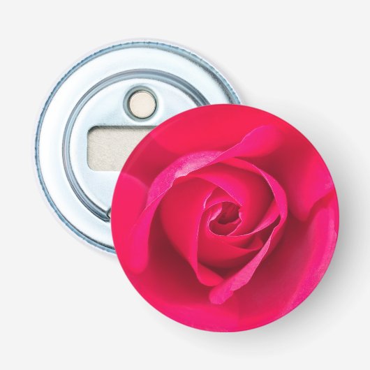 Romantische rode roze roos v2 button flesopener (Voorkant)