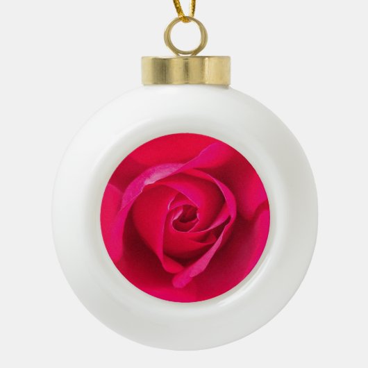 Romantische rode roze roos v2 keramische bal ornament (Voorkant)