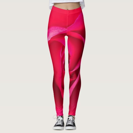 Romantische rode roze roos v2 leggings (Voorkant)
