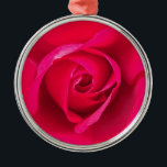 Romantische rode roze roos v2 metalen ornament<br><div class="desc">Romantische roze en rode roos</div>