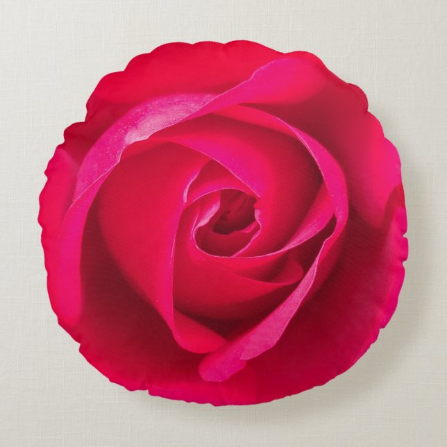 Romantische rode roze roos v2 rond kussen (Voorkant)