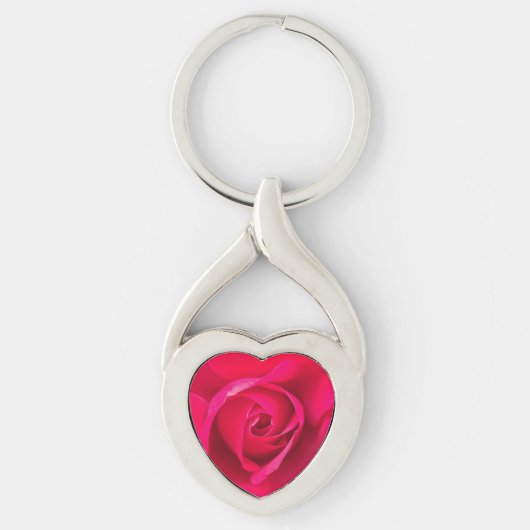 Romantische Rode Roze Roos v2 Sleutelhanger (Voorkant)
