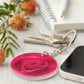 Romantische rode roze roos v2 sleutelhanger (Voorkant Rechts)
