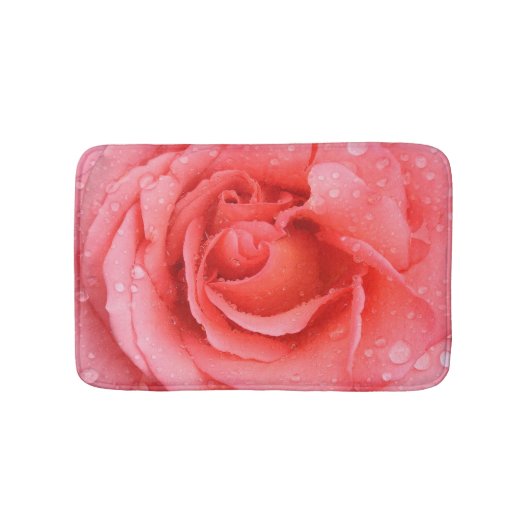 Romantische rode roze rozenwaterdruppels badmat (Voorkant)