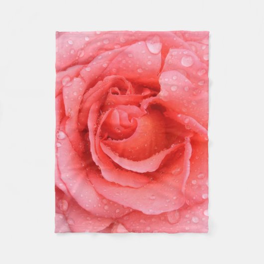 Romantische rode roze rozenwaterdruppels fleece deken (Voorkant)