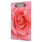 Romantische rode roze rozenwaterdruppels klembord (Links)
