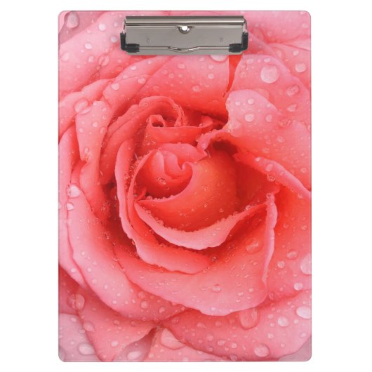 Romantische rode roze rozenwaterdruppels klembord (Voorkant)