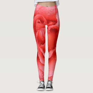 Romantische rode roze rozenwaterdruppels leggings