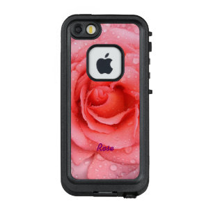 Romantische Rode Roze Rozenwaterdruppels Persoonli LifeProof FRÄ’ iPhone SE/5/5s Hoesje