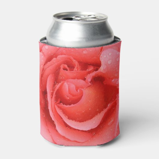 Romantische Rode Roze Waterdruppels Blikjeskoeler (Blikje Voorkant)