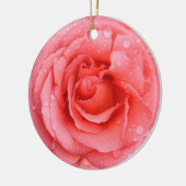 Romantische rode roze waterdruppels keramisch ornament (Links)