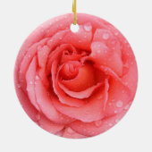 Romantische rode roze waterdruppels keramisch ornament (Achterkant)