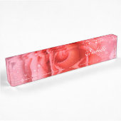 Romantische Rode Roze Waterdruppels Naambordje