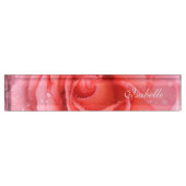 Romantische Rode Roze Waterdruppels Naambordje (Voorkant)