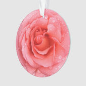 Romantische Rode Roze Waterdruppels Ornament (voorkant)
