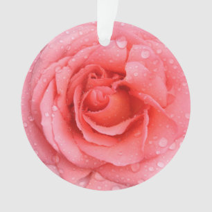 Romantische Rode Roze Waterdruppels Ornament