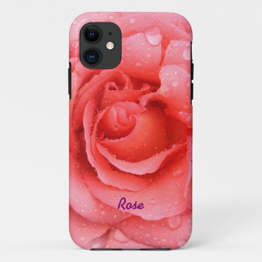 Romantische Rode Roze Waterdruppels Persoonlijk Case-Mate iPhone Case (Achterkant)