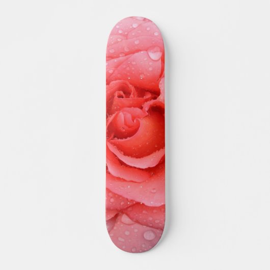 Romantische rode roze waterdruppels skateboard (Voorkant)