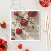 Romantische rode rozen aangepaste naam servet (Insitu)