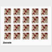 Romantische rode rozen aangepaste naam vierkante sticker (Vel)