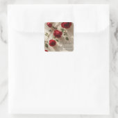Romantische rode rozen aangepaste naam vierkante sticker (Tas)
