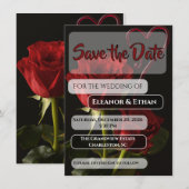 Romantische Rode Rozen Abstract Hart Liefde Trouw  Save The Date (Voorkant / Achterkant)